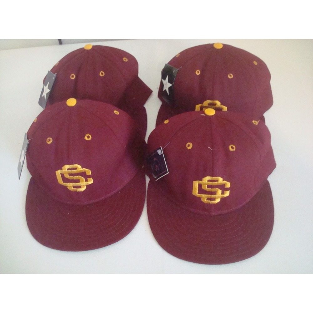 4PC LOT USC TROJANS 80S FITTED USA MADE HAT CAP VINTAGE DEADSTOCK C4
